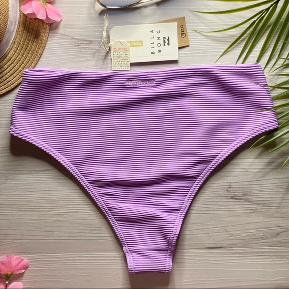 Billabong 💜 Tanlines Maui High Rise Cheeky Lilac Bikini Bottoms 👙🍉🌺🍹🍍👒🌴 - Picture 5 of 11